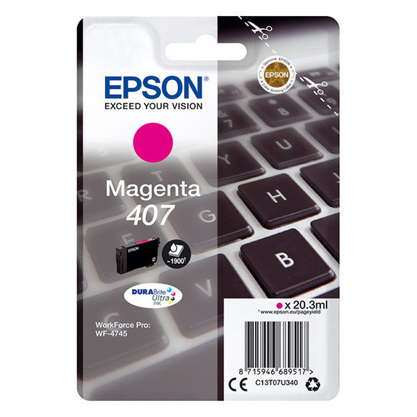 Epson 407 magenta bläckpatron (original) C13T07U340 083560 - 1