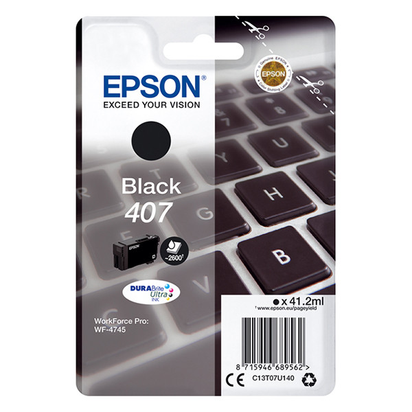 Epson 407 svart bläckpatron (original) C13T07U140 083556 - 1