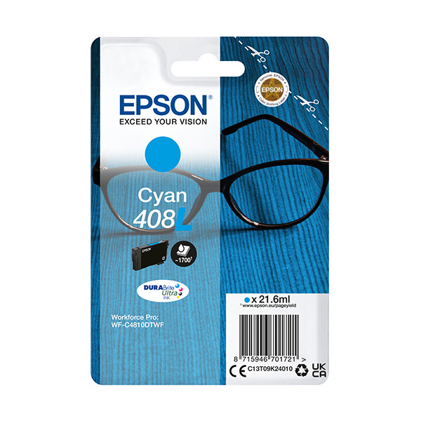 Epson 408XL cyan bläckpatron hög kapacitet (original) C13T09K24010 024126 - 1
