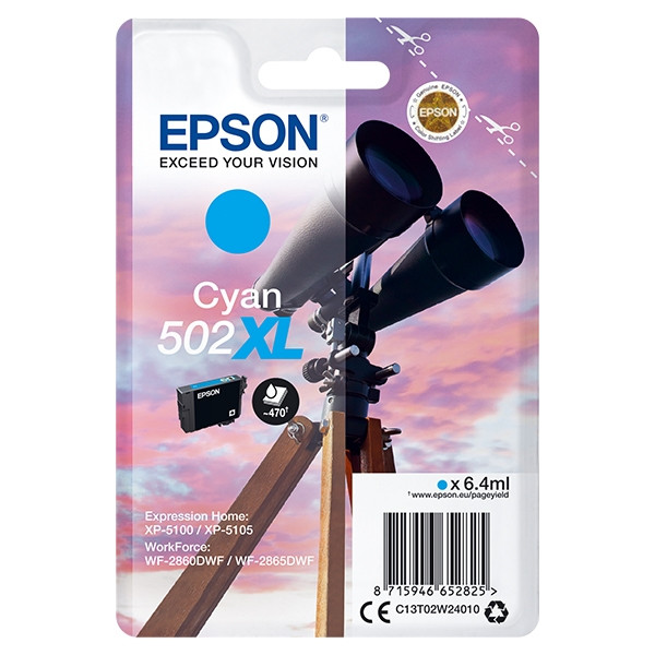 Epson 502XL cyan bläckpatron hög kapacitet (original) C13T02W24010 C13T02W24020 024110 - 1
