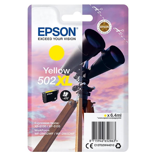 Epson 502XL gul bläckpatron hög kapacitet (original) C13T02W44010 C13T02W44020 024114 - 1
