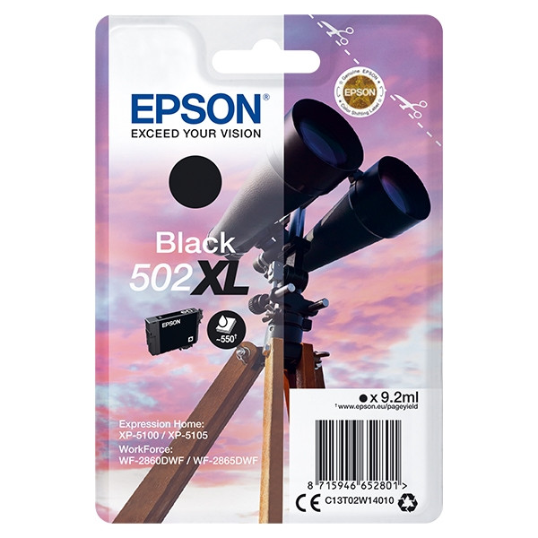 Epson 502XL svart bläckpatron hög kapacitet (original) C13T02W14010 C13T02W14020 024108 - 1