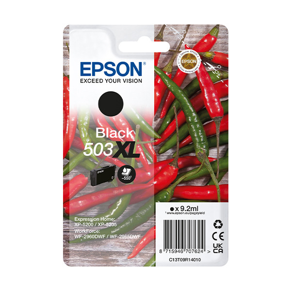 Epson 503XL svart bläckpatron hög kapacitet (original) C13T09R14010 652050 - 1