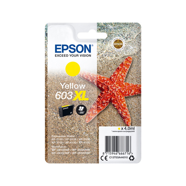 Epson 603XL gul bläckpatron hög kapacitet (original) C13T03A44010 C13T03A44020 020682 - 1