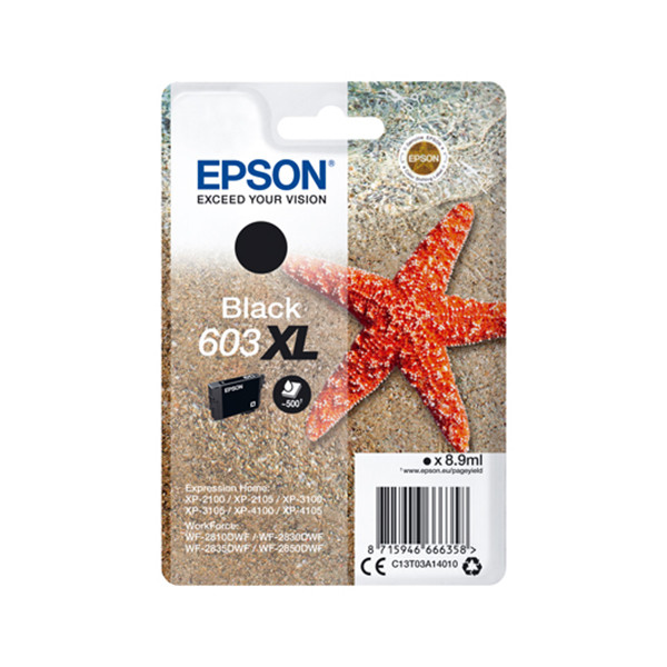 Epson 603XL svart bläckpatron hög kapacitet (original) C13T03A14010 C13T03A14020 020676 - 1
