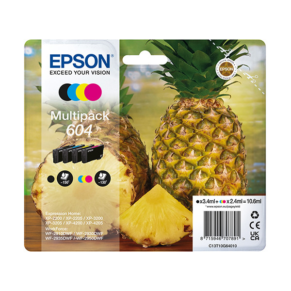 Epson 604 (T10G6) BK/C/M/Y bläckpatron 4-pack (original) C13T10G64010 C13T10G64020 C13T10G64510 652068 - 1