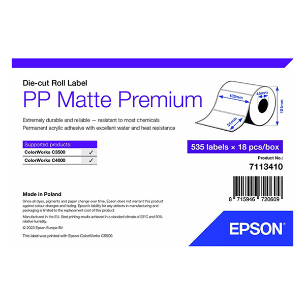 Epson 7113410 PP | matt etikett | 102 x 51mm (original) 7113410 084475 - 1