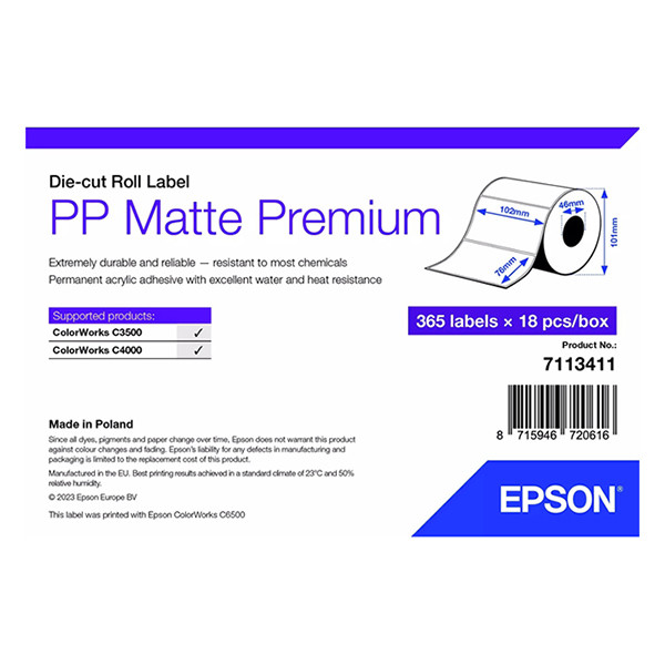 Epson 7113411 PP | matt etikett | 102 x 76mm (original) 7113411 084476 - 1