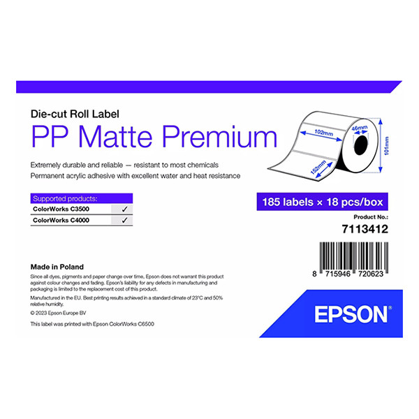 Epson 7113412 PP | matt etikett | 102 x 152mm (original) 7113412 084477 - 1