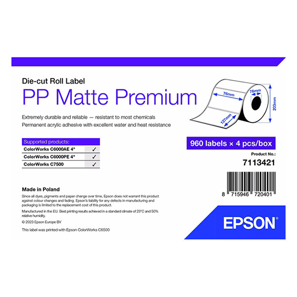 Epson 7113421 PP | matt etikett | 76 x 127mm (original) 7113421 084484 - 1