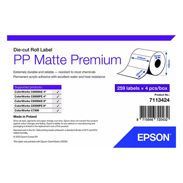 Epson 7113424 PP | matt etikett | 210 x 105mm (original) 7113424 084487 - 1
