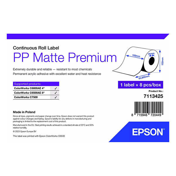 Epson 7113425 PP | matt etikett | 102mm x 55m (original) 7113425 084488 - 1