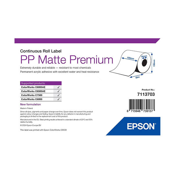 Epson 7113703 PP | matt etikett | 105mm x 55m (original) 084296 - 1