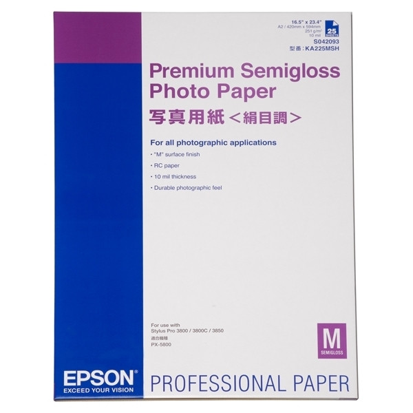 Epson A2 250g Epson S042093 fotopapper | Premium Semigloss | 25 ark C13S042093 153044 - 1