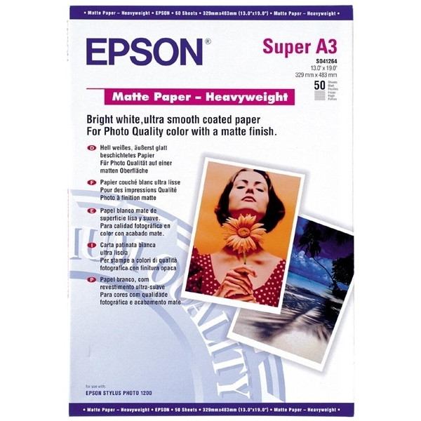 Epson A3+ 167g Epson S041264 fotopapper | Matte Heavyweight | 50 ark C13S041264 150328 - 1