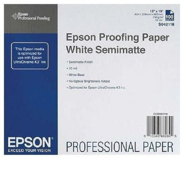 Epson A3+ 250g Epson S042118 Proofing Paper | White Semimatte | 100 ark C13S042118 153050 - 1