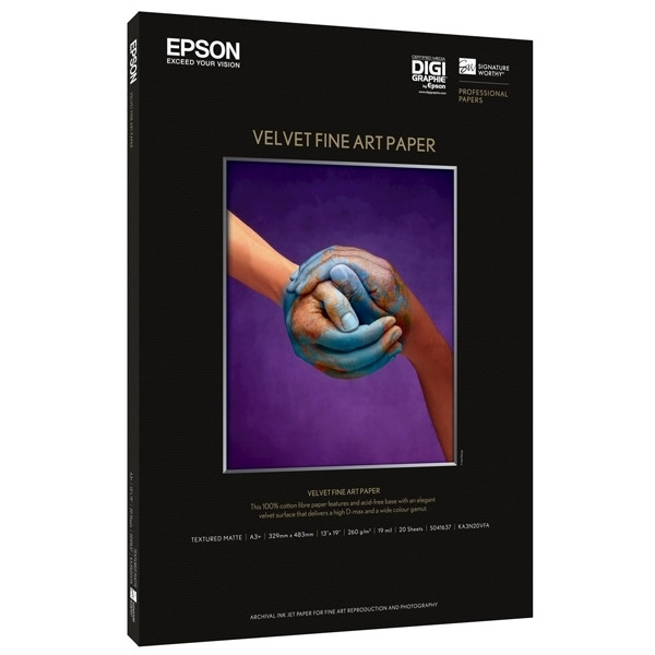 Epson A3+ 260g Epson S041637 fotopapper | Velvet Fine Art | 20 ark C13S041637 150222 - 1