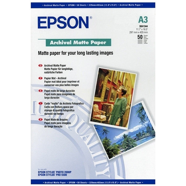 Epson A3 189g Epson S041344 fotopapper | Archival Matte | 50 ark C13S041344 150384 - 1
