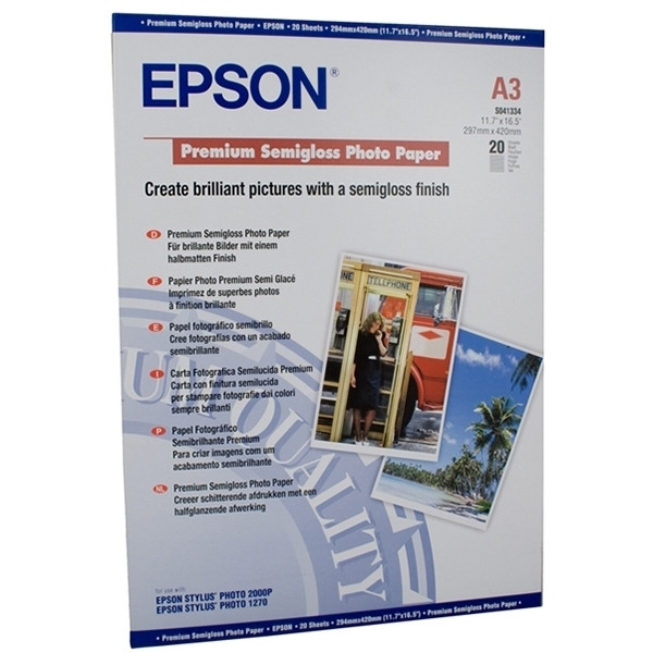 Epson A3 251g Epson S041334 fotopapper | Premium Semigloss | 20 ark C13S041334 150380 - 1