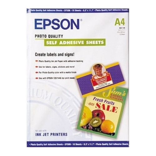 Epson A4 167g Epson S041106 självhäftande fotopapper | Photo Quality | 10 ark C13S041106 064642 - 1