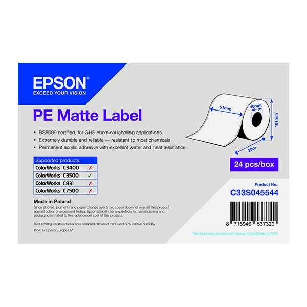 Epson C33S045544 | PE matt etikett | 51mm x 29m (original) C33S045544 083404 - 1