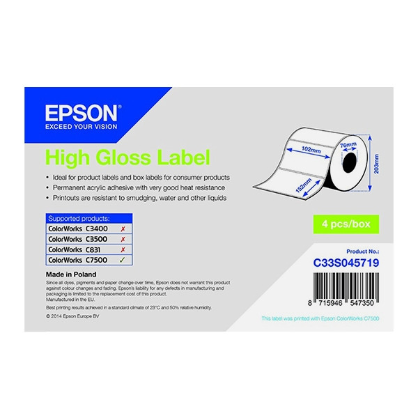 Epson C33S045719 | högblank etikett | 102 x 152mm (original) C33S045719 083308 - 1