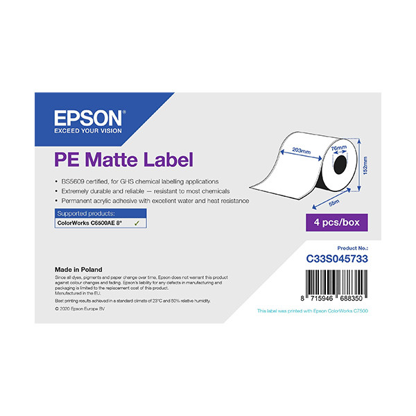 Epson C33S045733 PE matt etikett 203 x 55m (original) C33S045733 083628 - 1