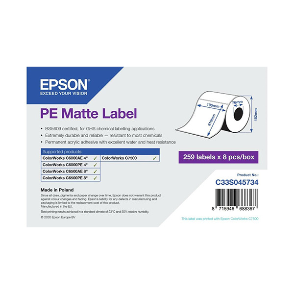 Epson C33S045734 PE matt etikett 105 x 210mm (original) C33S045734 083630 - 1