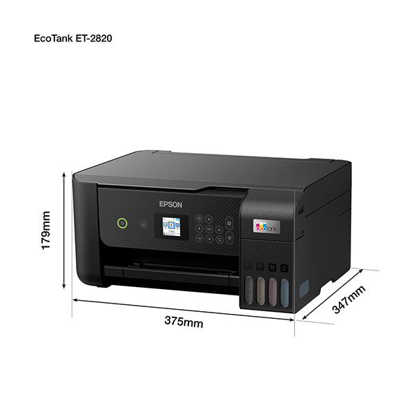 Epson EcoTank ET-2710 påfyllningsbar 3-i-1 bläckstråle multifunktionsenhet  (kopiator, skanner, skrivare, DIN A4, WiFi, USB 2.0), stor bläcktank, hög  räckvidd, låg sidokostnad, svart : : Kontorsprodukter