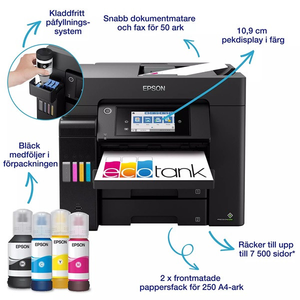 Epson EcoTank ET-5850 Allt-i-ett A4 bläckstråleskrivare med WiFi (4 i 1) [18kg] 831730 - 9