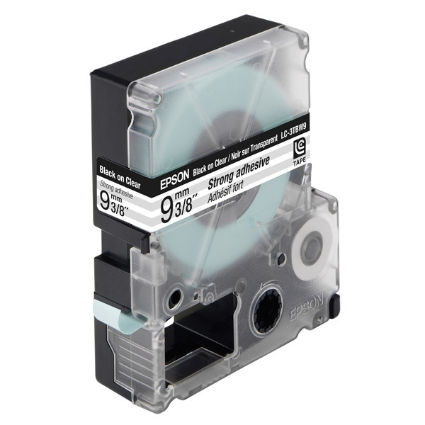 Epson LC3TBW9 | svart text - transparent  tejp | 9mm (original) C53S624405 083018 - 1