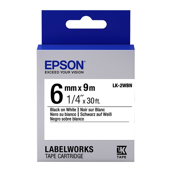 Epson LK-2WBN | svart text - vit tejp | 6mm (original) C53S652003 083162 - 1
