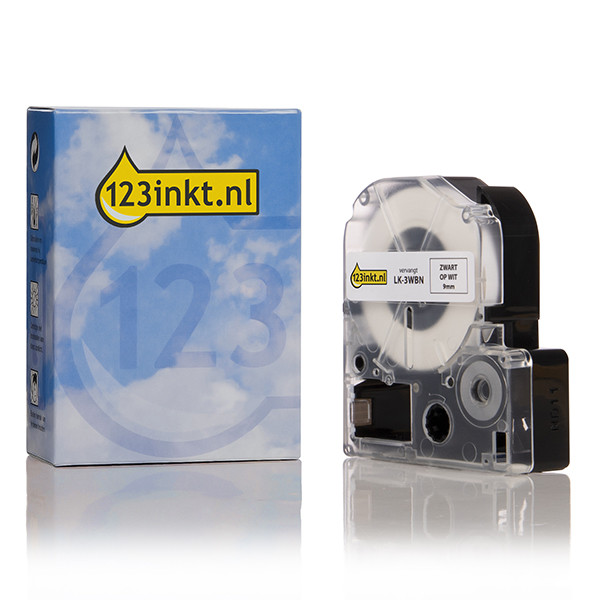 Epson LK-3WBN | svart text - vit tejp | 9mm (varumärket 123ink) C53S653003C 083179 - 1