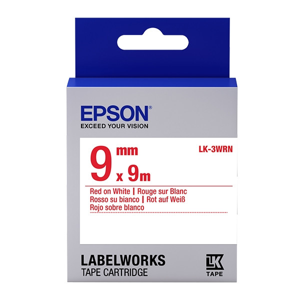 Epson LK-3WRN | röd text - vit tejp | 9mm (original) C53S653008 083180 - 1