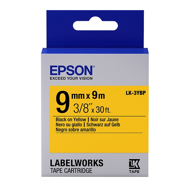 Epson LK-3YBP | svart text - pastellgul tejp | 9mm (original) C53S653002 083166 - 1