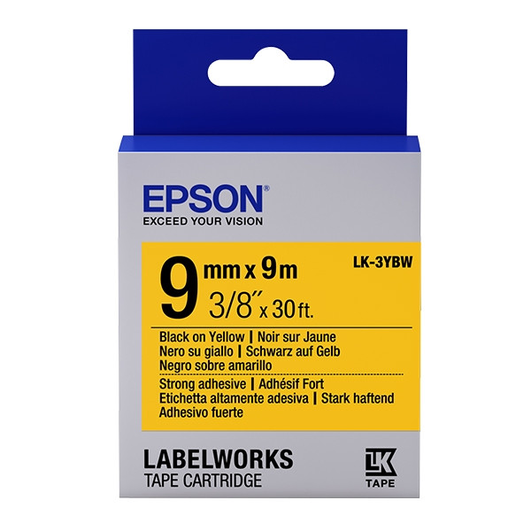 Epson LK-3YBW | svart text - gul tejp | 9mm (original) C53S653005 083174 - 1