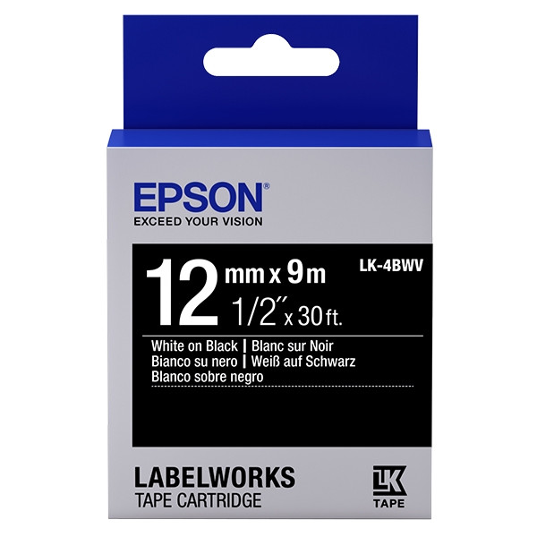 Epson LK-4BWV | vit text - svart tejp | 12mm (original) C53S654009 083212 - 1