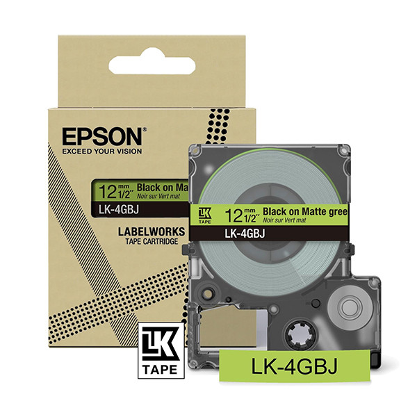 Epson LK-4GBJ | svart text - grön tejp | 12mm (original) C53S672077 084410 - 1