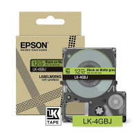 Epson LK-4GBJ | svart text - grön tejp | 12mm (original) C53S672077 084410