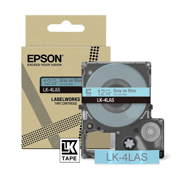 Epson LK-4LAS | grå text - blå tejp | 12mm (original) C53S672106 084468 - 1