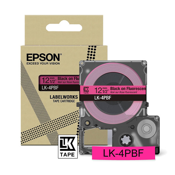 Epson LK-4PBF | svart text - fluorescerande rosa tejp | 12mm (original) C53S672100 084458 - 1