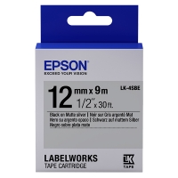 Epson LK-4SBE | svart text - silver tejp | 12mm (original) C53S654017 083214