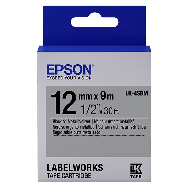 Epson LK-4SBM | svart text - metalliskt silver tejp | 12mm (original) C53S654019 083204 - 1
