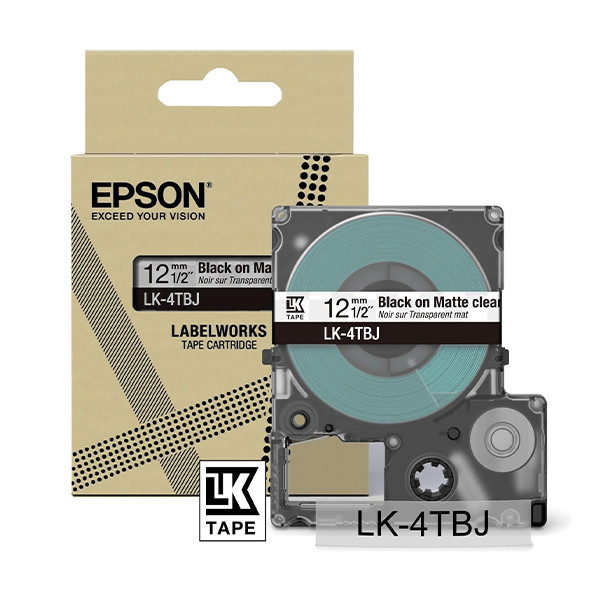 Epson LK-4TBJ | svart text - transparent tejp | 12mm (original) C53S672065 084452 - 1