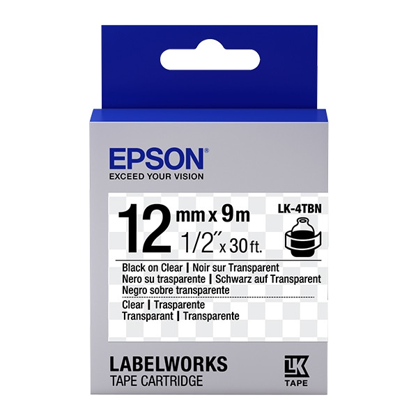 Epson LK-4TBN | svart text - transparent tejp | 12mm (original) C53S654012 083186 - 1