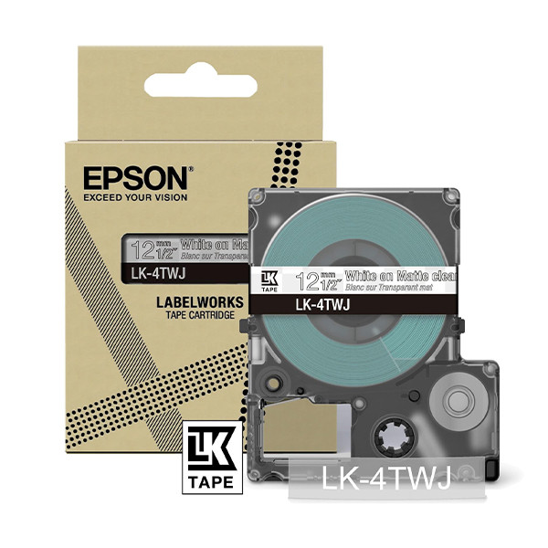Epson LK-4TWJ | vit text - transparent tejp | 12mm (original) C53S672068 084394 - 1