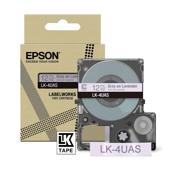 Epson LK-4UAS | grå text - lavendel tejp | 12mm (original) C53S672107 084470 - 1