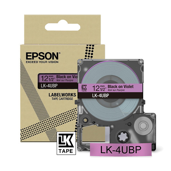 Epson LK-4UBP | svart text - lila tejp | 12mm (original) C53S672101 084460 - 1