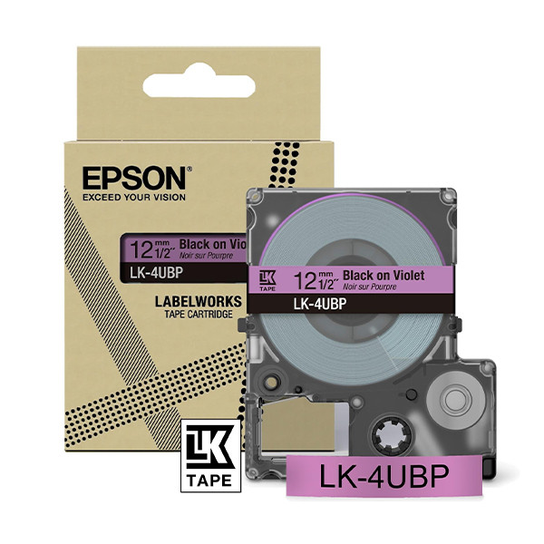 Epson LK-4UBP | svart text - lila tejp | 12mm (original) C53S672101 084460 - 1