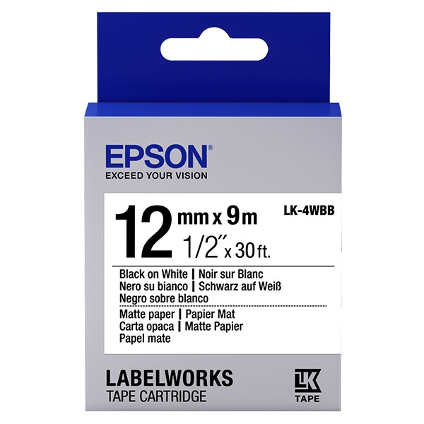 Epson LK-4WBB | svart text - vit tejp | 12mm (original) C53S654023 083208 - 1